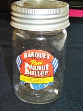 Banquet Peanut Butter Jar with Crown Mason Jar – Vintage Canadian Kitchenware